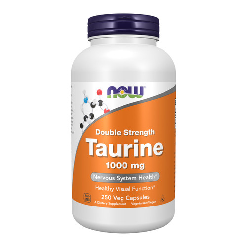 NOW Foods Supplements, Taurine 1,000 mg, Double Strength, Nervous System Health*, 250 Veg Capsules