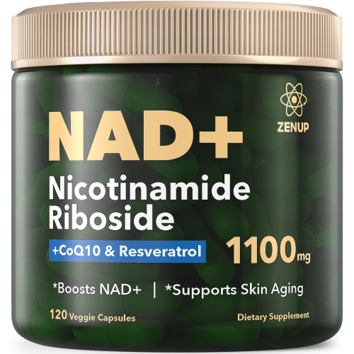 ZenUP NAD+ Supplement | 1100mg Liposomal Nicotinamide Riboside with Resveratrol & Quercetin | Anti-Aging, Cellular Energy, Mental Focus | 120 Caps