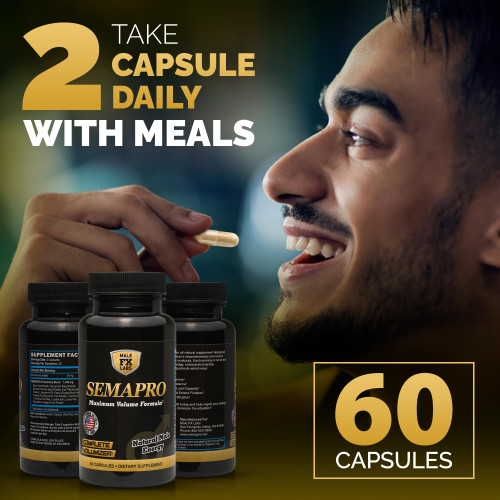 SEMAPRO - Extreme Semen Volumizer and Male Energy Formula - All Natural Endurance, Stamina & Semen Health - 60 caps (1 Month Supply)