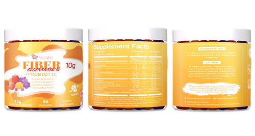 Migcopat 10G Fiber Gummies with Probiotics, Fiber Supplement with 30 Billion CFU Probiotics Blend, ACV, Vitamin C, Inulin - Support Digestive Health - No Sugar Added - Fruit Flavored - 90 Count