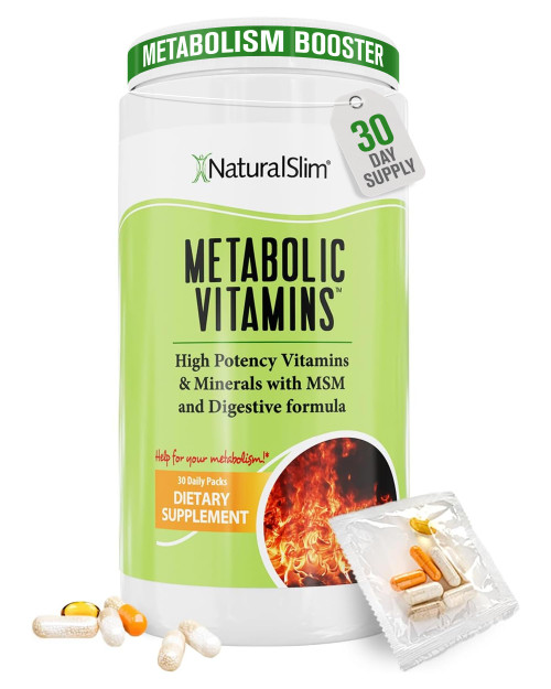 NaturalSlim Metabolic Vitamins, Multivitamin for Women & Men, Supports Energy, Metabolism & Nutrient Absorption with Digestive Enzymes, Womens Multivitamin with B-Complex & Niacin 1 Pack