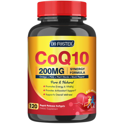 CoQ10 200mg Softgels with Vitamin E & Omega 3-6 -9 & PQQ - High Absorption Coenzyme Q10 with Bioperine | Maximum Antioxidant | Heart Supports & Cellular Energy Production Supplement | 120 Servings