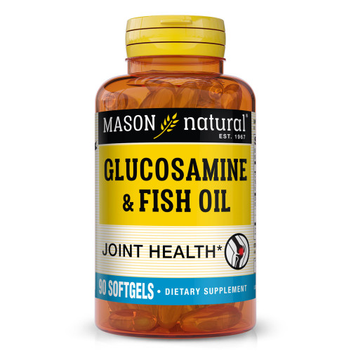 MASON NATURAL Glucosamine & Fish Oil Supplement with DHA & Omega 3 for Joint & Muscle Support, 1 Month Supply Softgel Pills