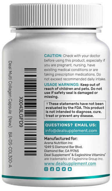 Multi Collagen Pills for Women & Men with Vitamin C, E & Biotin, 300 Capsules – Type I, II, III, V, X Hydrolyzed Collagen Peptides – 11 in 1 Formula with Saw Palmetto, Bamboo Silica, & Hyaluronic Acid