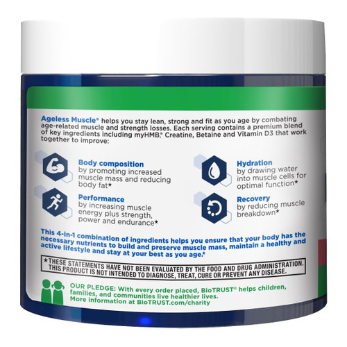 BioTrust Ageless Muscle Builder - Creatine HMB Powder with Vitamin D3 & Betaine - Build & Preserve Naturally Declining Muscle Mass & Strength - Fruit Punch, 60 Servings