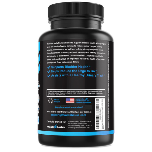 MaxX Labs Bladder Control Supplement - Overactive Bladder Control Pills - Potent Blend of Pumpkin Seed Oil, Cranberry Extract & Vitamin D3 - Urinary Tract Infection Treatment for Women & Men - 60Ct