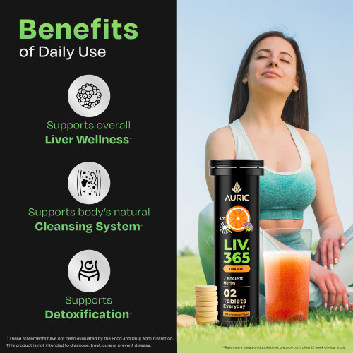 Auric Herbal Liver Support Supplement | Milk Thistle (Silymarin), Turmeric, Garlic, Ginger for Liver Health | Advanced Detox & Cleansing Formula for active Liver | 60 Tablets | Plant Based Gluten-Free