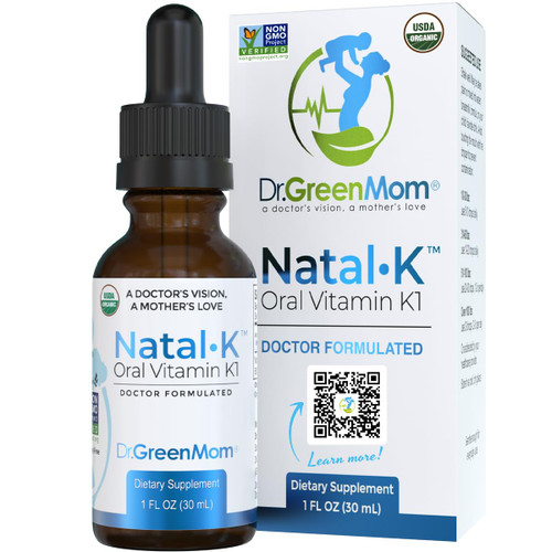 Dr. Green Mom Natal K Oral Vitamin K1 Drops for Newborns | Organic Phytonadione in MCT Oil | Natural VIT K for Babies to Support Blood Clotting