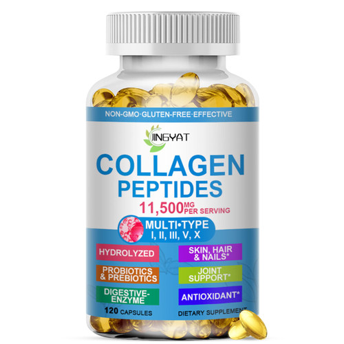 Collagen Peptides Softgels, Multi Collagen Peptide w/ Glucosamine Chondroitin MSM Biotin, Hydrolyzed Collagen Peptides Complex for Women Supports Skin Hair Nail Joints Bones Gut Health, Non-GMO
