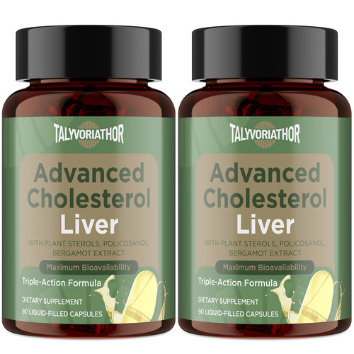 Advanced Cholesterol Lowering Supplements & for High Cholesterol | Liquid-Filled Capsules for Maximum Absorption | Plant Sterols, Policosanol, Bergamot Extract | Triple-Action Formula,180 Capsules