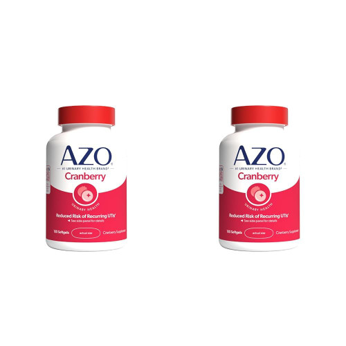AZO Cranberry Urinary Tract Health Supplement, 1 Serving : 1 Glass of Cranberry Juice, Sugar Free Cranberry Pills, Non-GMO, 3 Month Supply, 100 Softgels (Pack of 2)