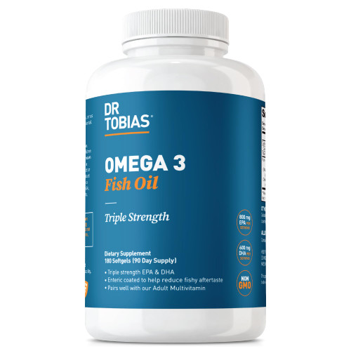 Dr. Tobias Omega 3 Fish Oil 2000mg Triple Strength with 800mg EPA 600mg DHA Per Serving | Fish Oil Omega 3 Supplements for Heart Brain & Immune Support - 180 Softgels (90 Servings)