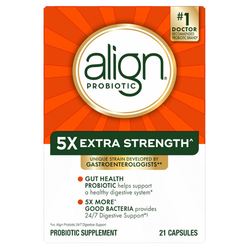 Align Probiotic Extra Strength, Probiotics for Women and Men, #1 Doctor Recommended Brand‡, 5X More Good Bacteria to Help Support a Healthy Digestive System*, 21 Capsules
