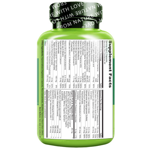 NATURELO Multivitamins for Teenage Girls/Boys, 180 Capsules, Whole Food Multivitamin with Minerals, Non-GMO, Vegetarian
