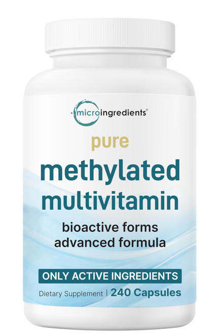 Micro Ingredients Pure Methylated Multivitamin, 240 Capsules | 19-in-1 Formula with Vitamins C, D, B12, Folate, Magnesium, Zinc & More | Filler Free, Non-GMO
