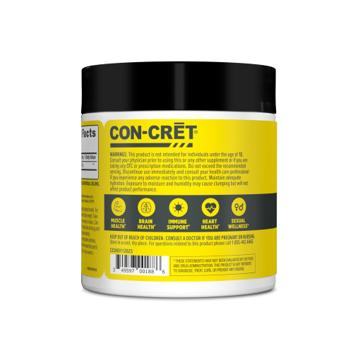 CON-CRET Creatine HCl Powder | Muscle, Cognitive, Cellular Energy Support | No Bloating or Cramps | USA Made & NSF Certified | Unflavored (64 Serving)