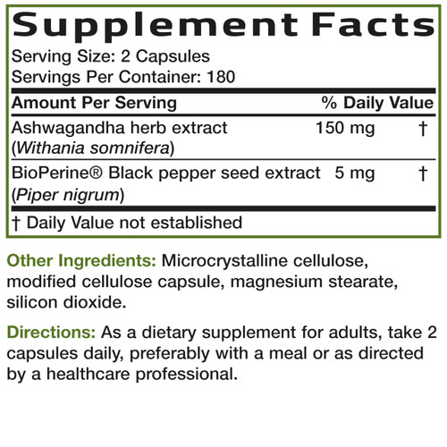 Bronson Ashwagandha Extra Strength Stress & Mood Support with BioPerine - Non GMO Formula, 360 Vegetarian Capsules