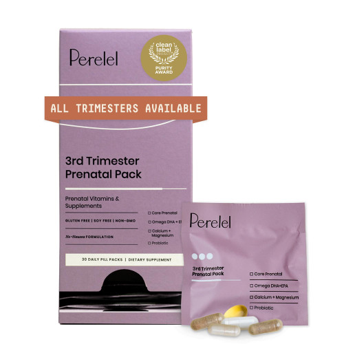 Perelel 3rd Trimester Prenatal Pack, Multivitamin with Magnesium, Omega 3, Probiotics & Calcium, Nutritional Support for Third Trimester Wellness, Soy & Gluten Free, Non GMO, 30 Daily Pill Packs