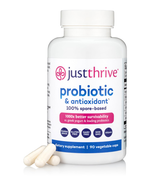 Just Thrive Probiotic & Antioxidant Supplement - 100% Spore-Based Digestive and Immune Support - Gluten Free, 90 Caps