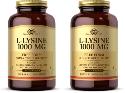 Solgar L-Lysine 1000 mg, 250 Tablets - Enhanced Absorption and Assimilation - Promotes Integrity of Skin and Lips - Collagen Support - Amino Acids - Non-GMO, Vegan, Gluten Free-250 Servings(Pack of 2)