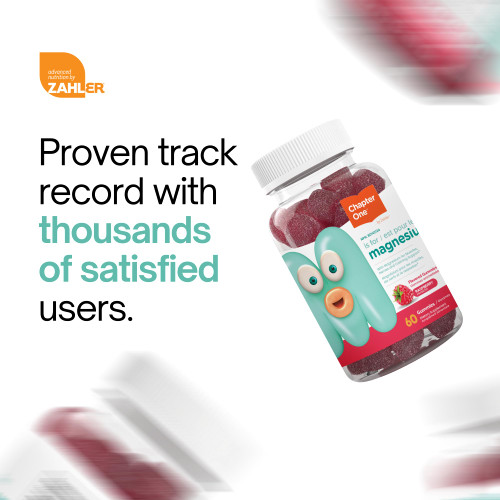 Chapter One Magnesium Gummies, Great Tasting Magnesium for Kids, Calm Kids Magnesium, Magnesium Gummies for Women and Men, Certified Kosher, (60 Flavored Gummies)