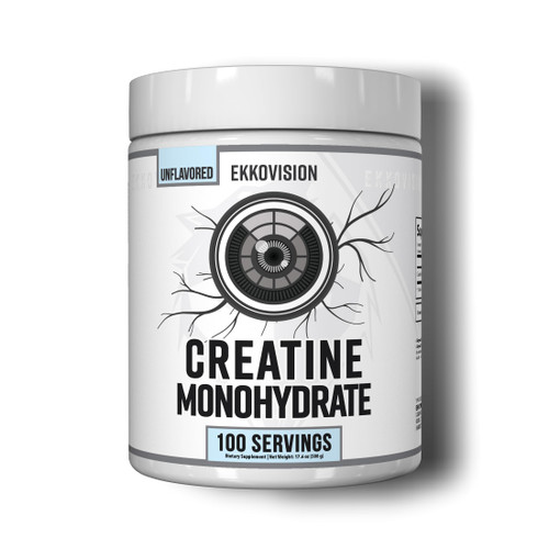 Ekkovision Creatine Monohydrate Powder, Micronized, Unflavored, Pre Workout & Post Workout Supplement for Men and Women, Energy Support, Easy to Mix in Shakes, Smoothies & Beverages, 100 Servings