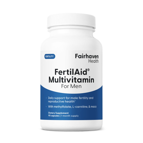 Fairhaven Health FertilAid for Men Fertility Supplements for Men | Count and Motility Support Pre-Conception for Him | Male Fertility Support Includes L-carnitine, Zinc, and Folate | 90 Capsules