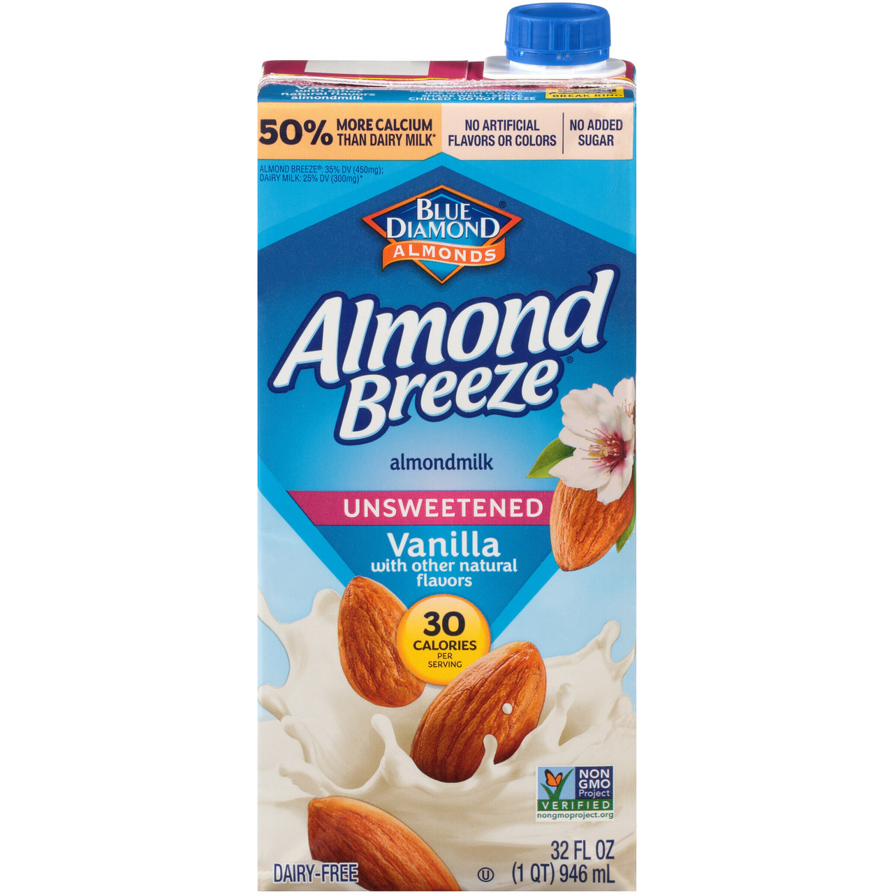 BLUE DIAMOND VANILLA ALMOND BREEZE UNSWEETENED ( 12X32 OZ )