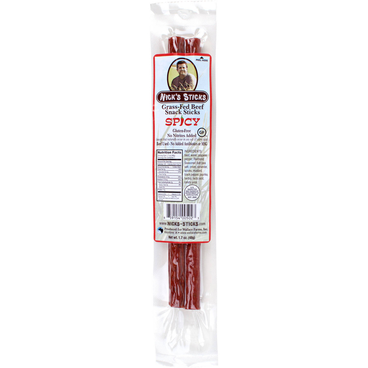 NICK'S STICKS SPICY 100% GRASS-FED BEEF SNACK STICKS ( 25X1.7 OZ )
