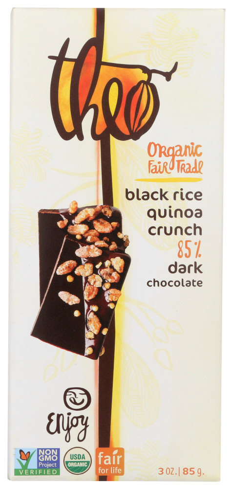 THEO BLACK RICE QUINOA CRUNCH 85% DARK CHOCOLATE ( 12X3 OZ )