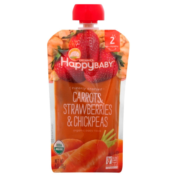 HAPPY BABY STAGE 2 CLEARLY CRAFTED CARROTS, STRAWBERRIES AND CHICKPEAS ( 16X4 OZ )