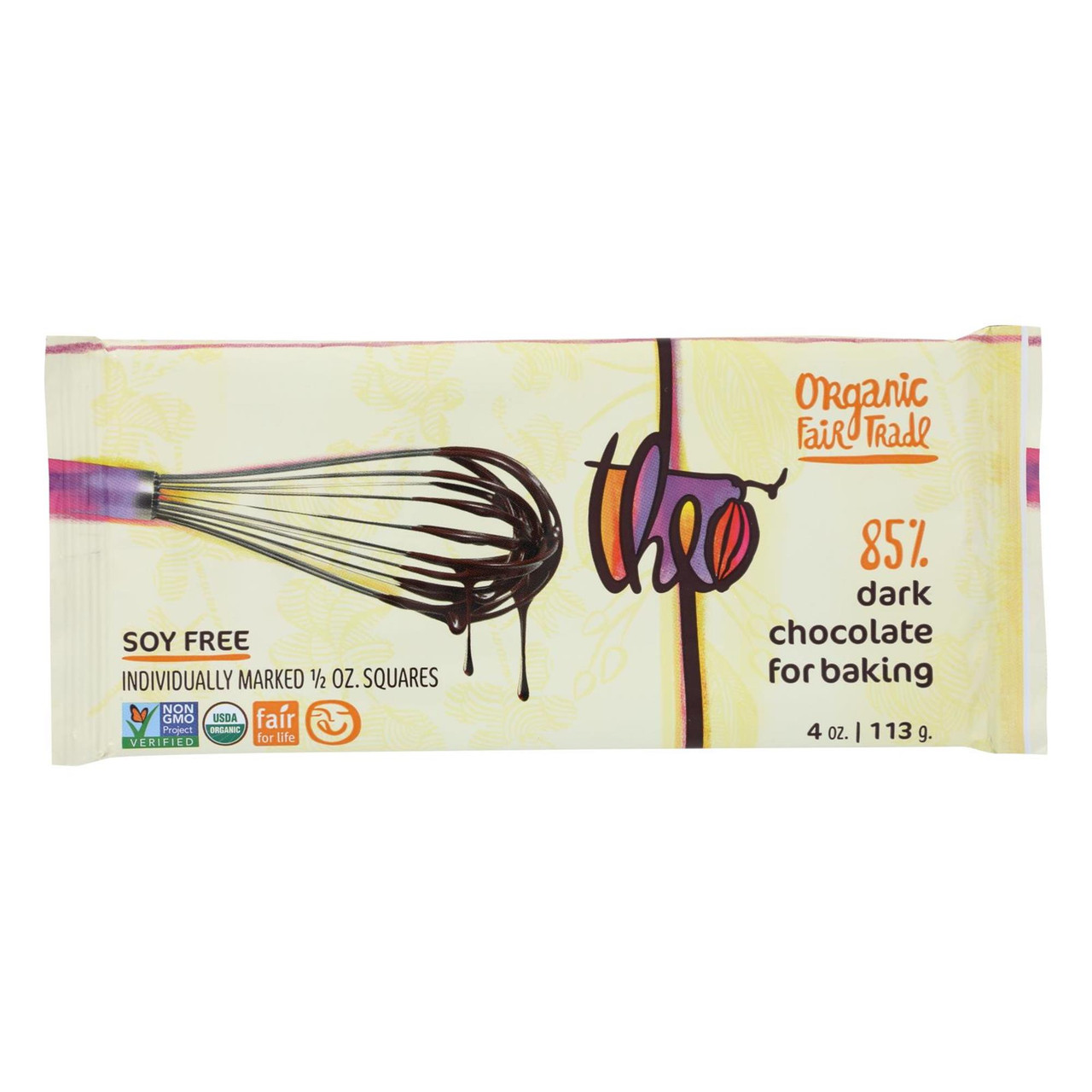 THEO CHOCOLATE ORGANIC 85% DARK CHOCOLATE ( 10X4 OZ )