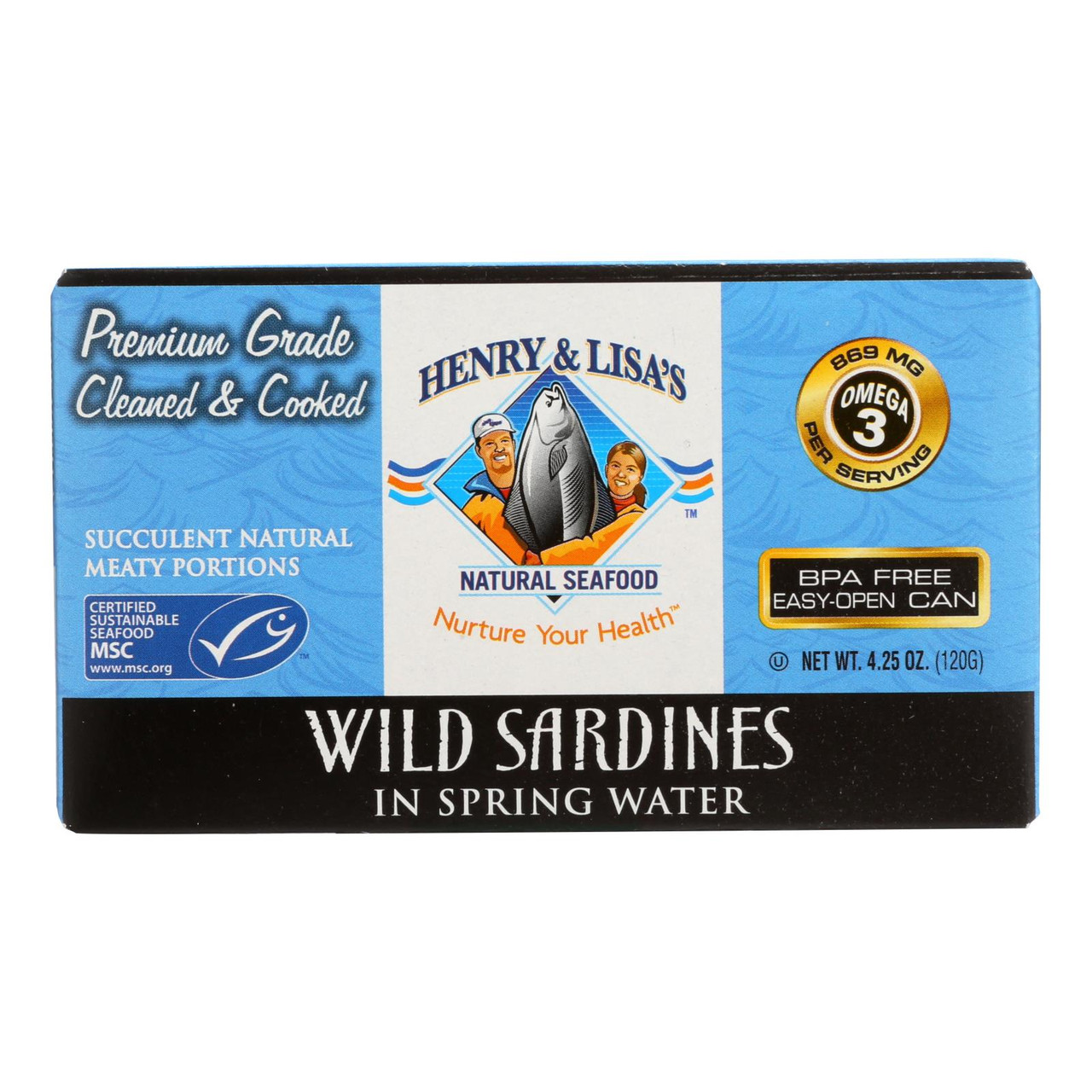 HENRY & LISA'S WILD SARDINES IN SPRING WATER ( 12X4.25 OZ )