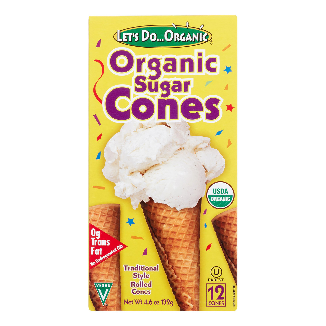 LET'S DO...ORGAINC SUGAR CONES ( 12X4.6OZ )