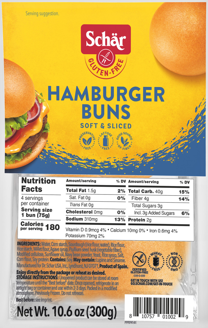SCHAR HAMBURGER BUNS GF ( 4X10.60 )