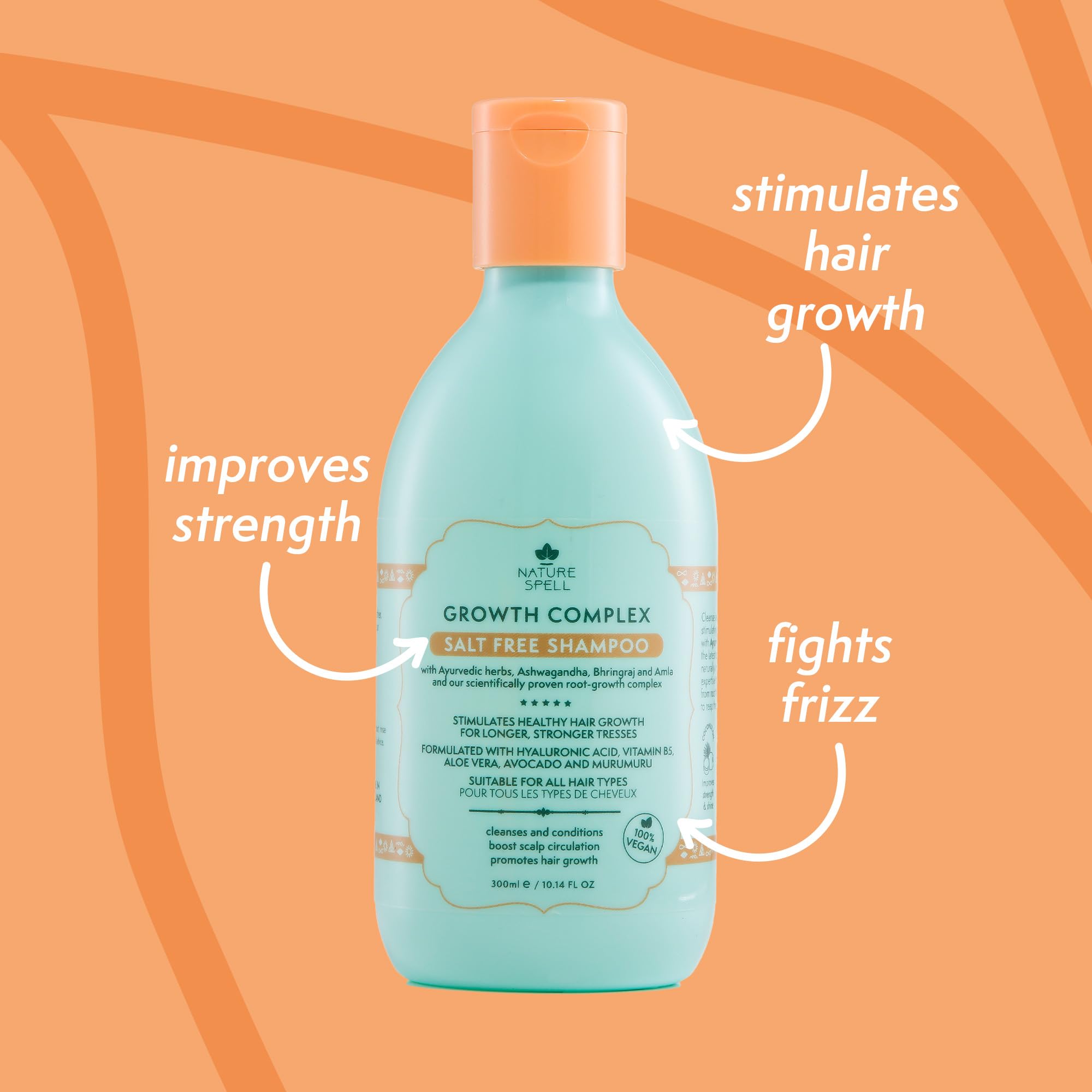 Nature Spell Hair Growth Shampoo and Conditioner Set, Improve Hair Strength & Shine, 10.14 Fl Oz x2