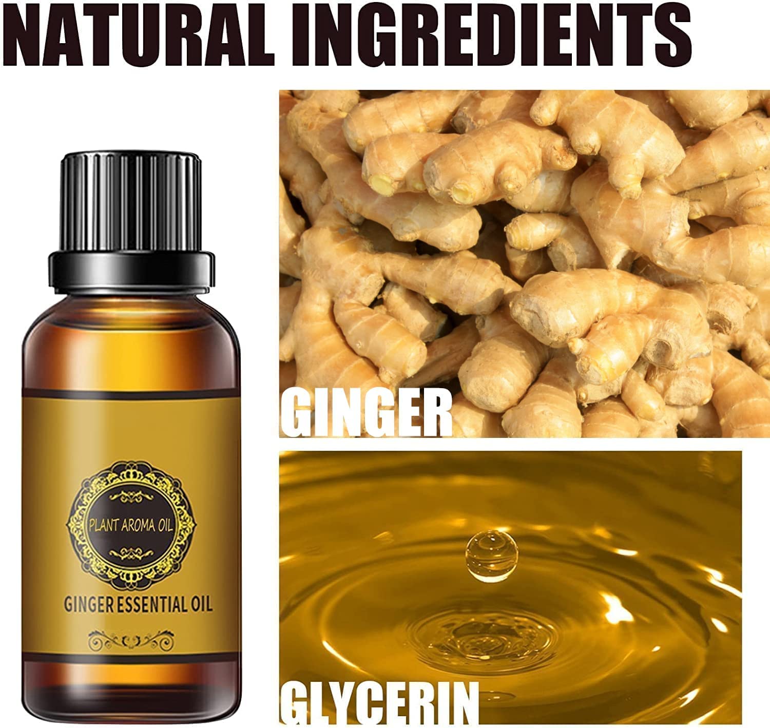 10 Pack Belly Drainage Ginger Oil, Ginger Oil Lymphatic Drainage Massage Oil, Natural Lymphatic Drainage Ginger Oil,Ginger Massage Oil,Plant Aroma Oil, Natural Ginger Essential Oil