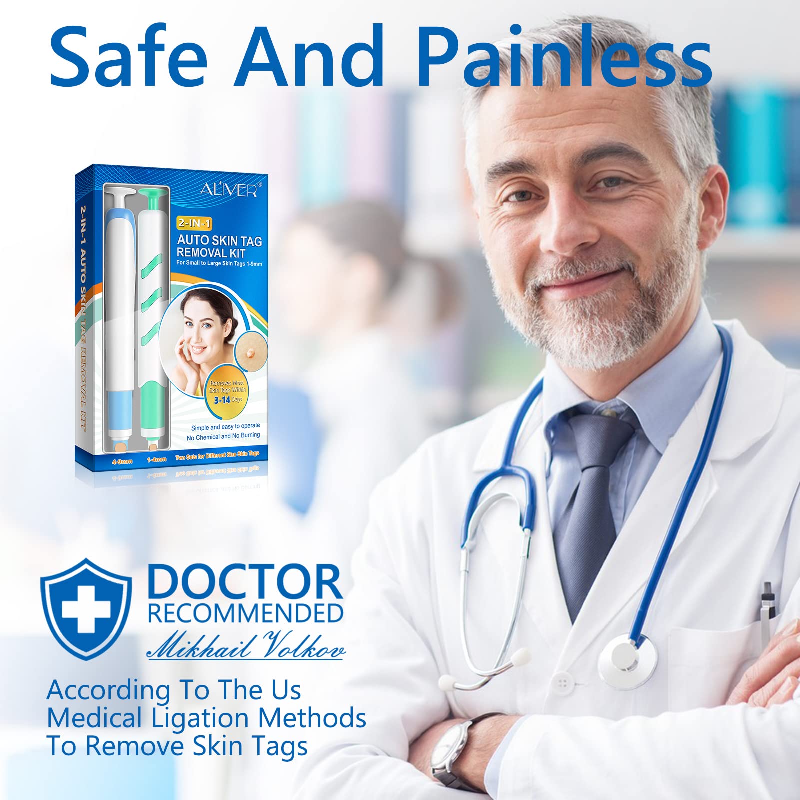 Skin Tag Removal - Auto Skin Tag Remover Pen Kit with 60 Micro and Regular Skin Tag Bands, Fast and Easy Remover Wart and Mole(1mm-9mm), for Face and Body, with 36 Skin Tag Removal Repair Patches