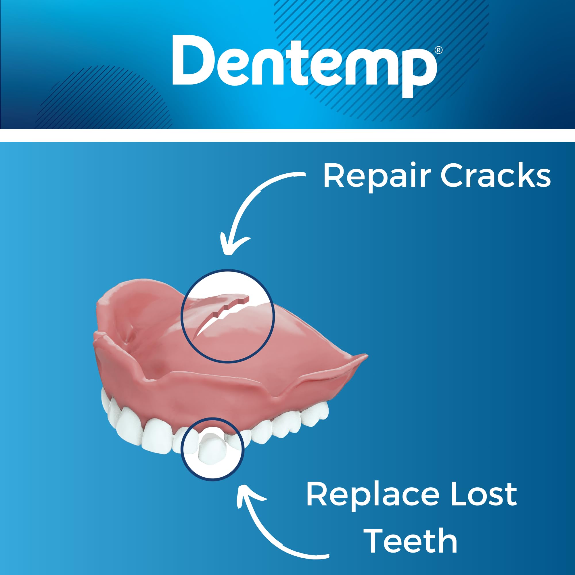 Dentemp Repair Kit - Repair-It Advanced Formula Denture Repair Kit (Pack of 2) - Repairs Broken Dentures, Mends Cracks and Replace Loose Teeth