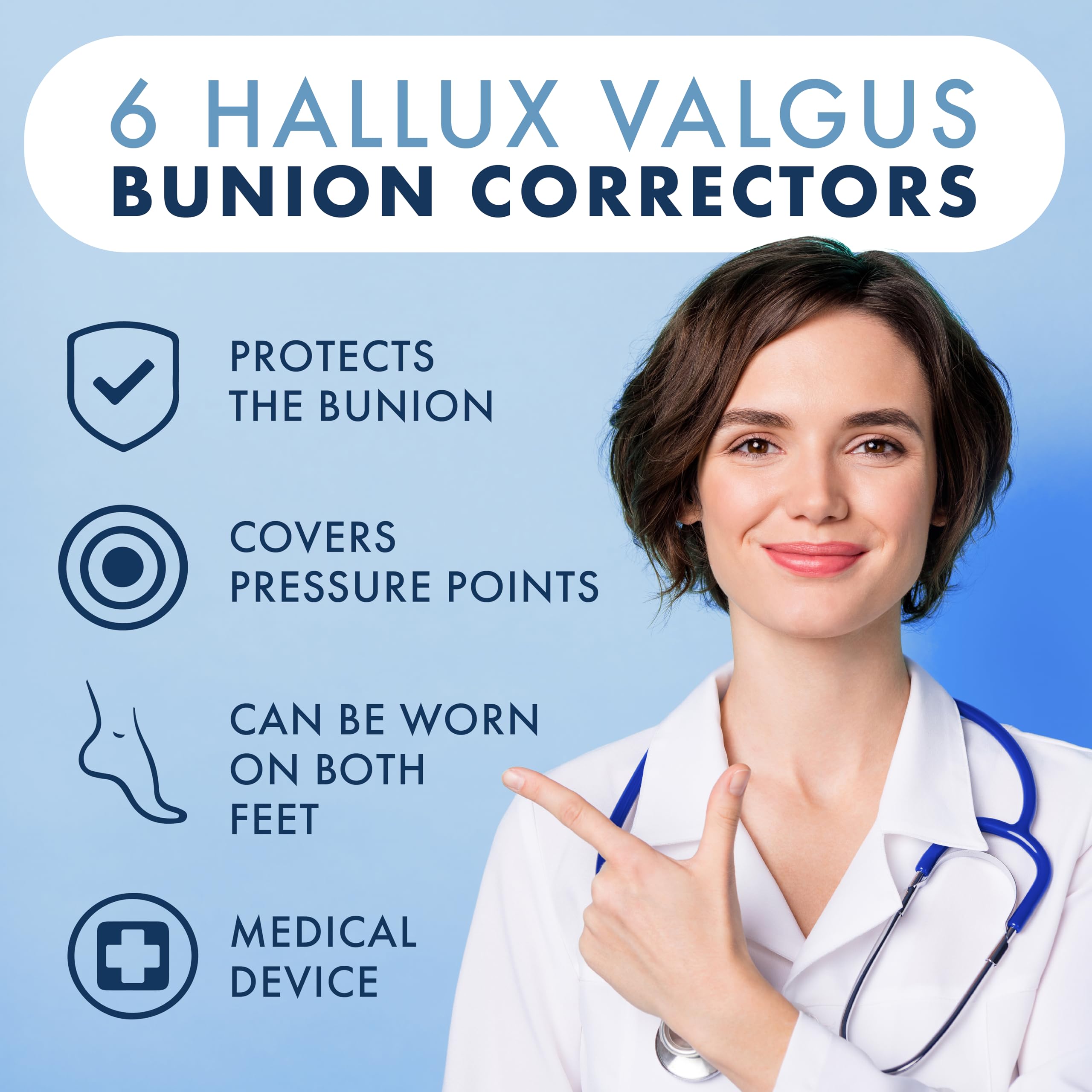 All Things Accessory 3 Pairs Gel Bunion Corrector Toe Protectors Straightener Separators Big Toe Spreader (6 pcs)