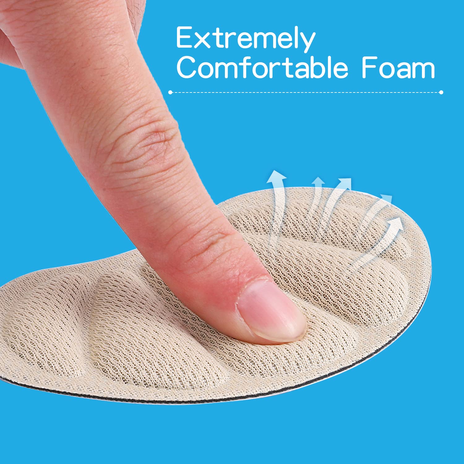 Huethy Back of Heel Cushion Inserts, Mesh Grips Pads for Boots, Loose Shoes Too Big, Reusable Adhesive Heel Guards Liners for Women Men, Improve Shoe Fit, 4PCS-Beige