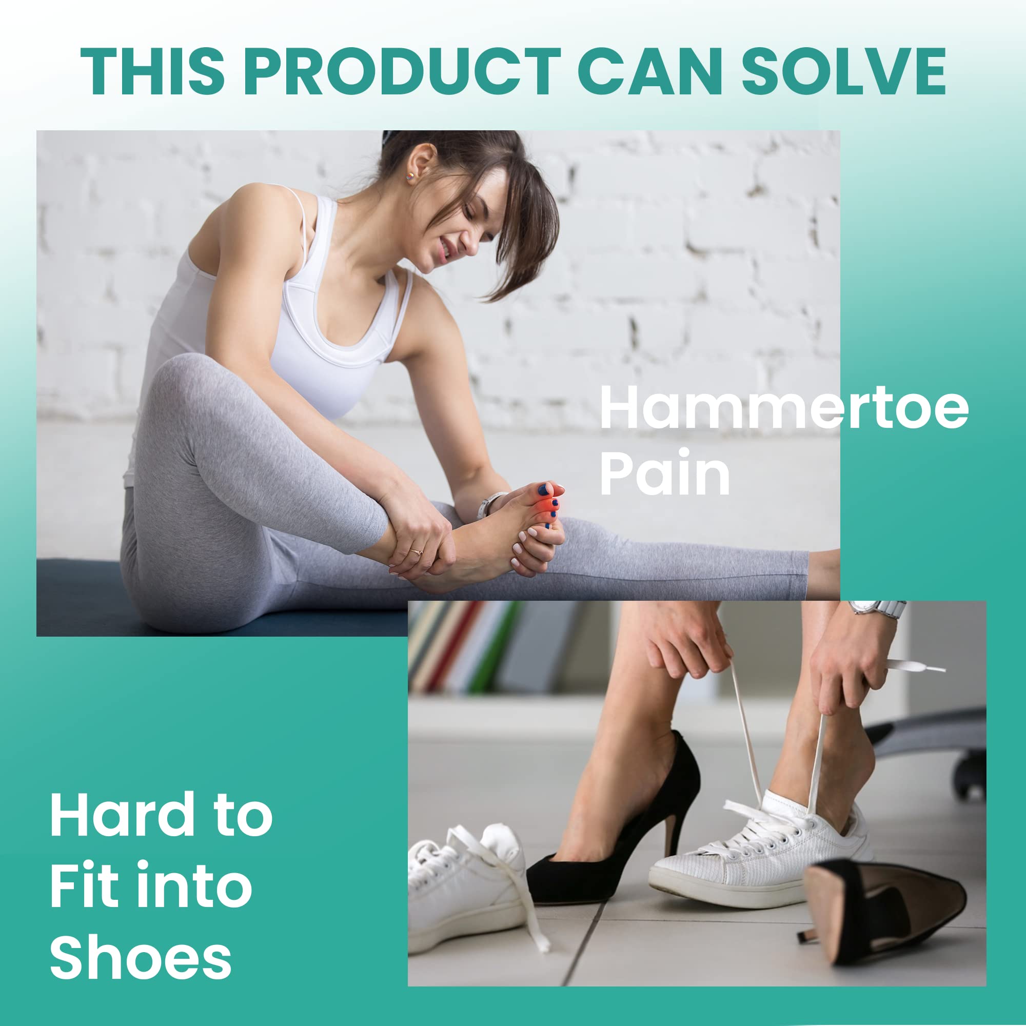 Welnove Hammertoe Corrector - Toe Straightener to Curled Toes, Broken toe, Bunion Corrector for Women and Men, 3 Different Size (Clear)