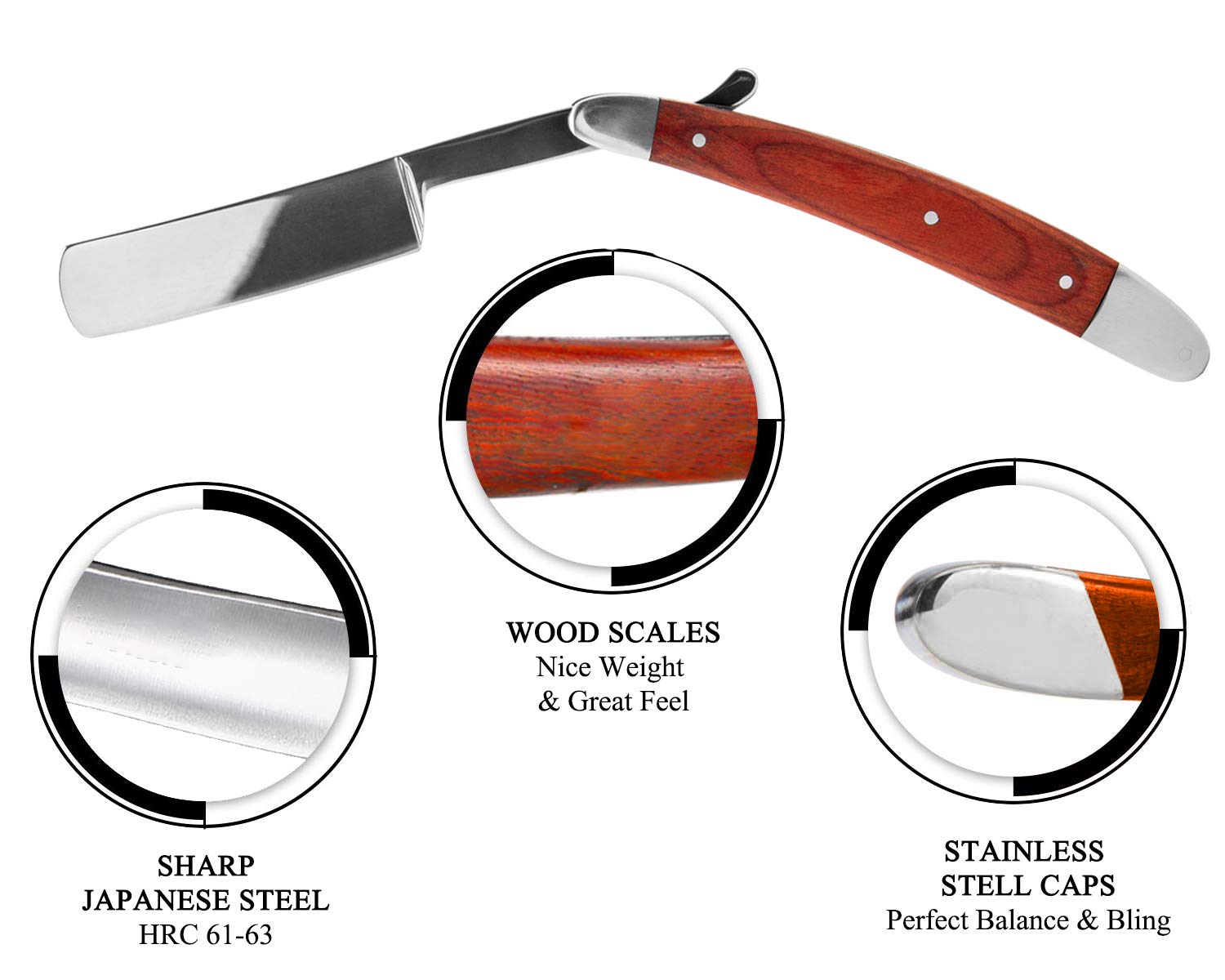 Professional Straight Razor Kit With Strop, Shaving Brush, Leather Strop - Barber Edge Razor Navaja de Barbero