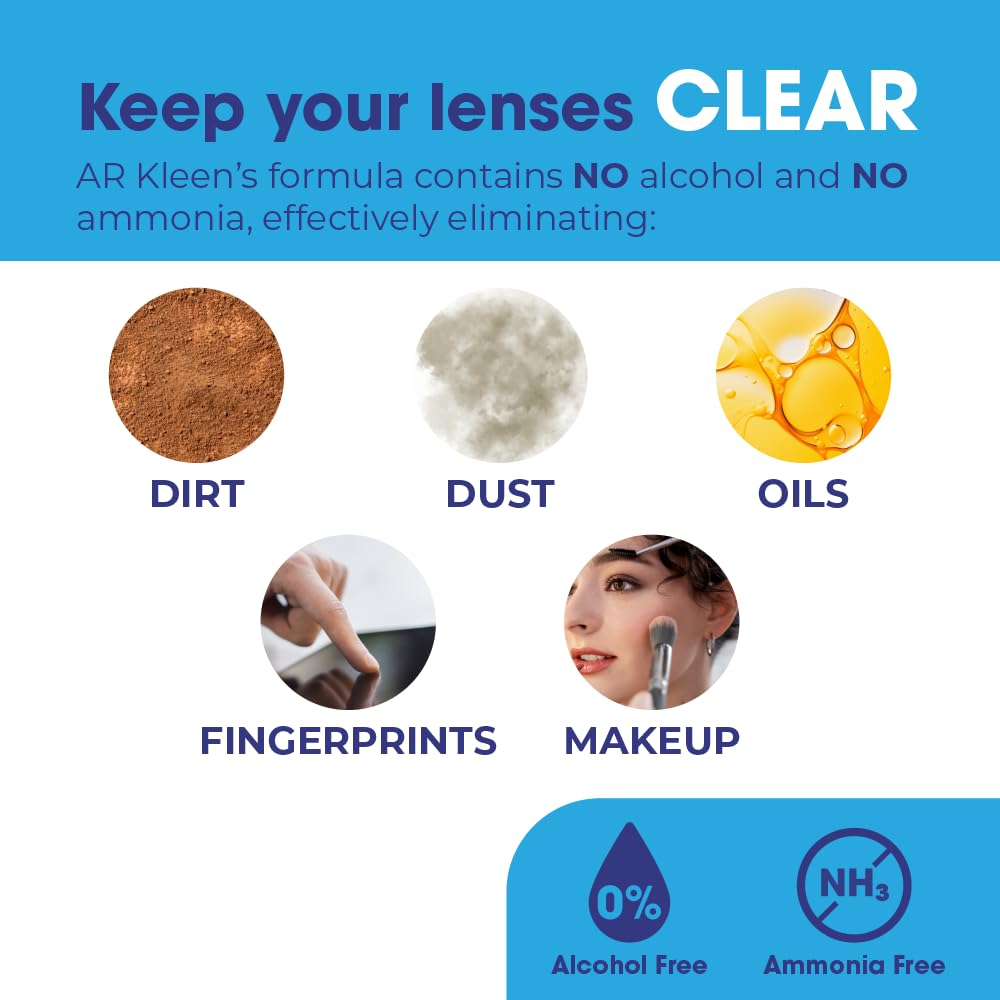 AR Kleen® 8oz Spray Pump | Multi-Purpose Lens Cleaner Safe For All Lenses & Screens | No Streaks | Ammonia and Alcohol Free