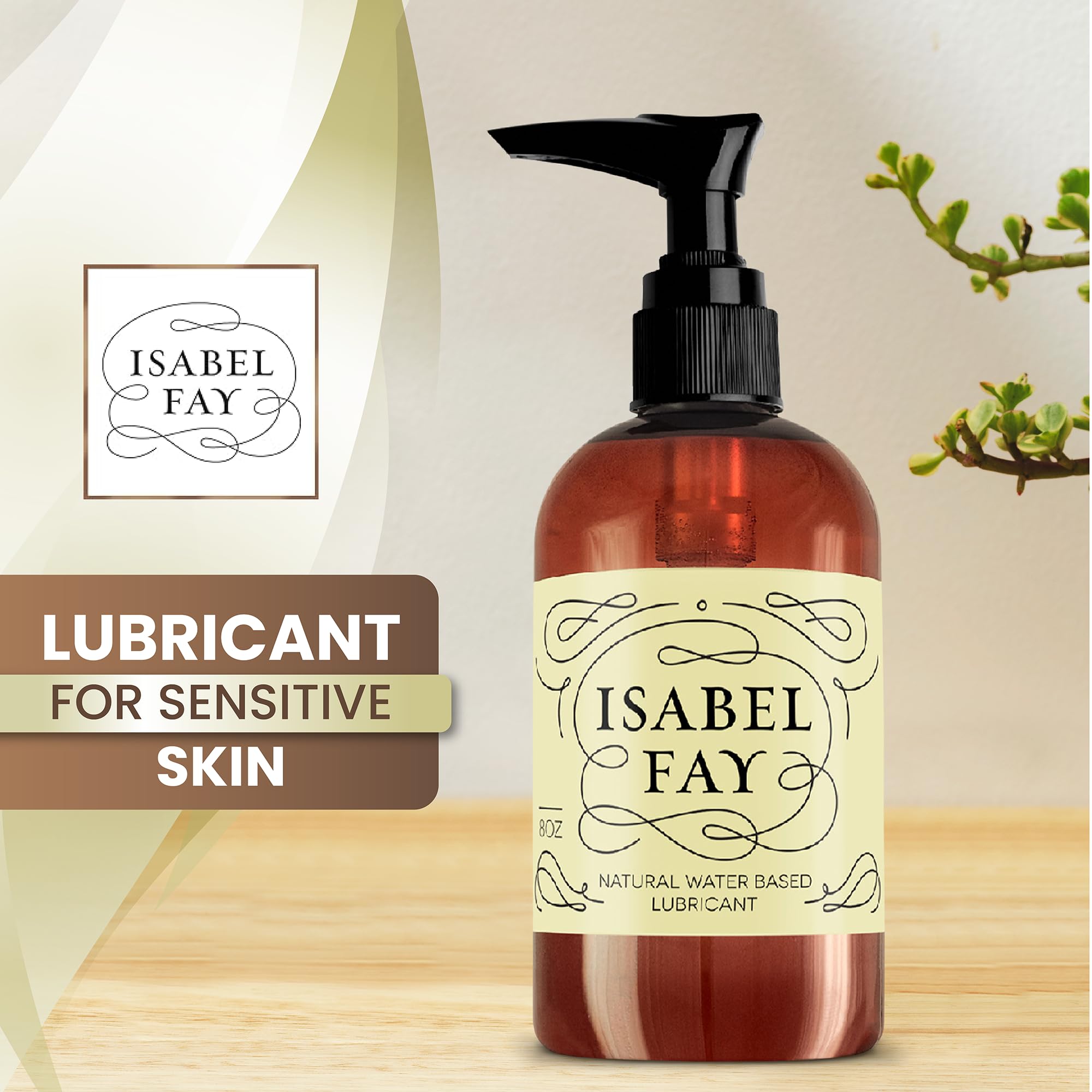 Isabel Fay Natural Water Based Personal Lubricant for Sensitive Skin, NO Parabens, NO Glycerin, 32 oz