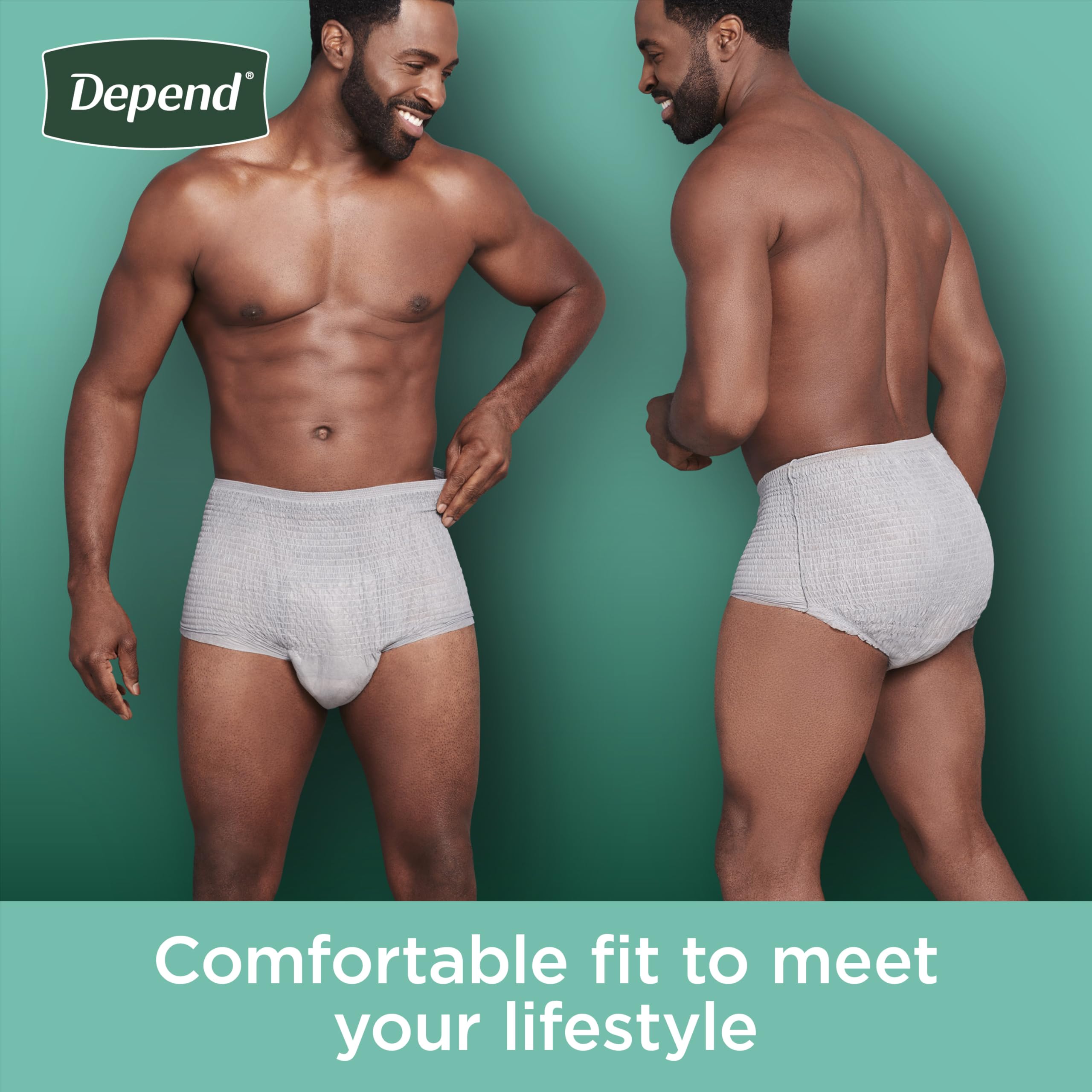 Depend Fresh Protection Adult Diapers, Incontinence Underwear for Men, Disposable, Maximum, Large, Grey, 72 Count (2 Packs of 36), Packaging May Vary