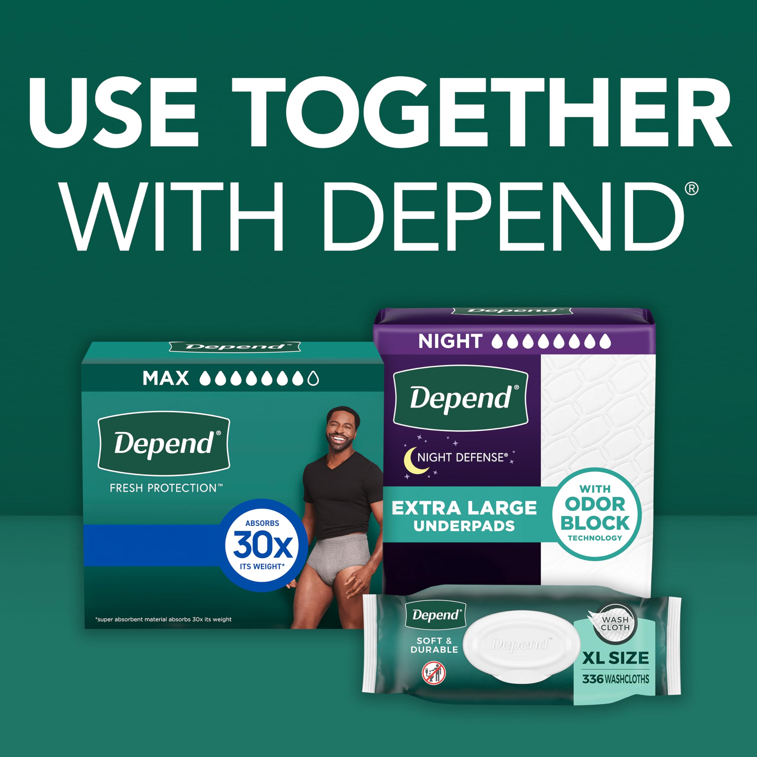Depend Fresh Protection Adult Diapers, Incontinence Underwear for Men, Disposable, Maximum, Extra-Extra-Large, Grey, 44 Count (2 Packs of 22), Packaging May Vary