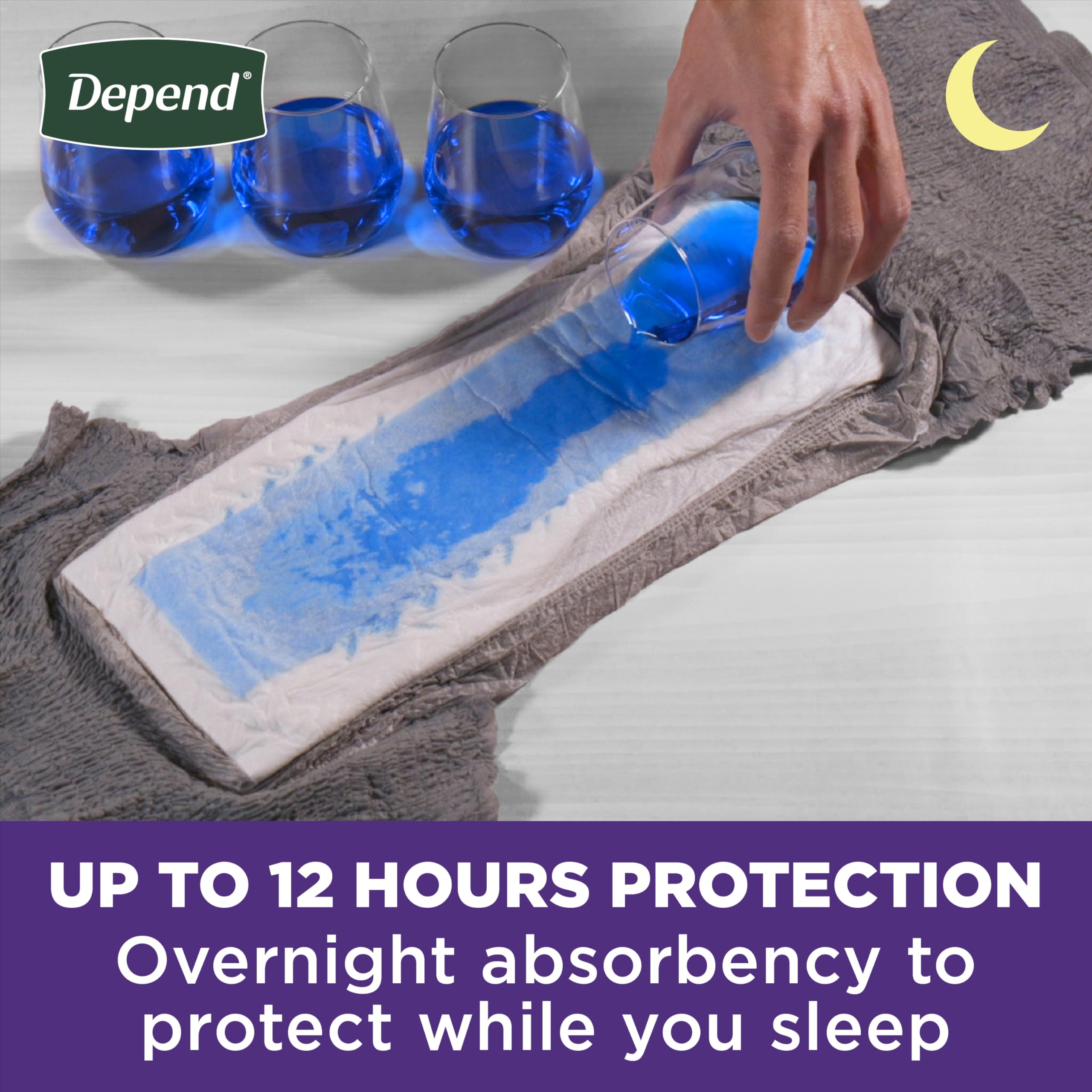 Depend Night Defense Adult Diapers, Incontinence Underwear for Men, Disposable, Overnight, Extra-Large, Grey, 48 Count (4 Packs of 12), Packaging May Vary