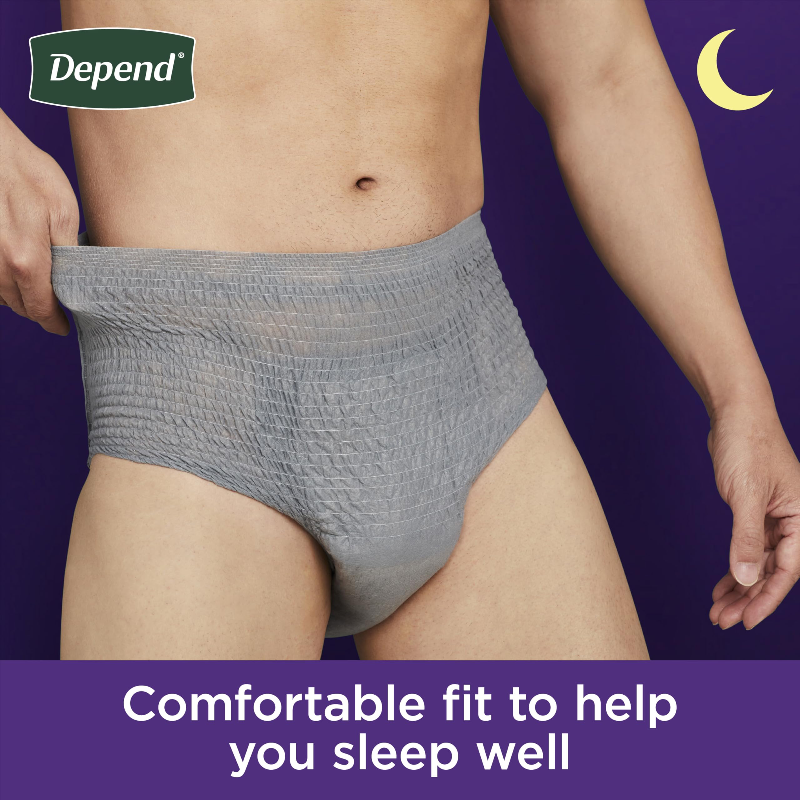 Depend Night Defense Adult Diapers, Incontinence Underwear for Men, Disposable, Overnight, Small/Medium, Grey, 64 Count (4 Packs of 16), Packaging May Vary