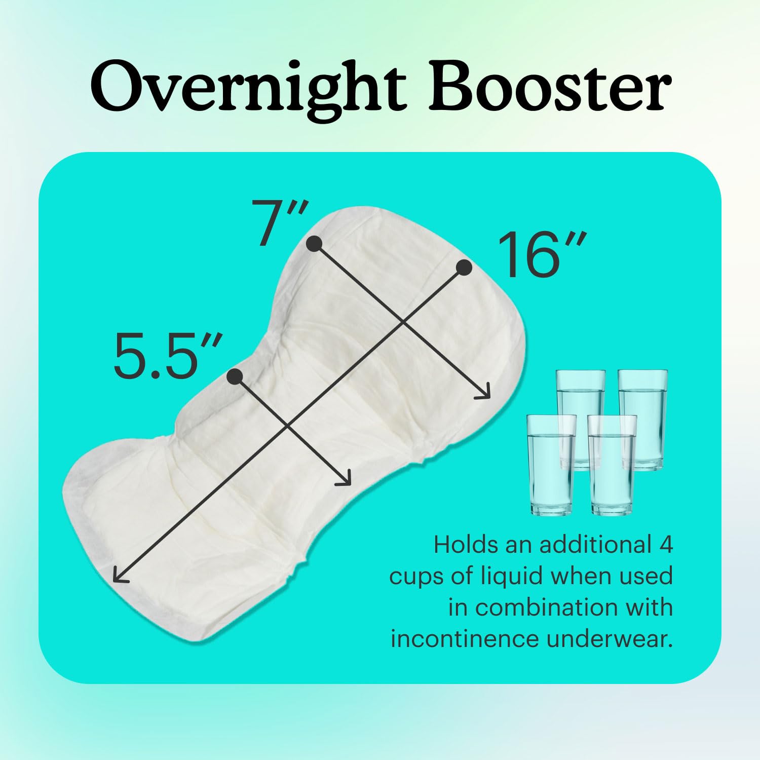 Because Overnight Booster Pads Fit All Adult Diapers, Helps Keep Your Adult Diaper Active All Night, Adds 4 Cups to Incontinence Underwear, Extra Absorbency, 45 Count